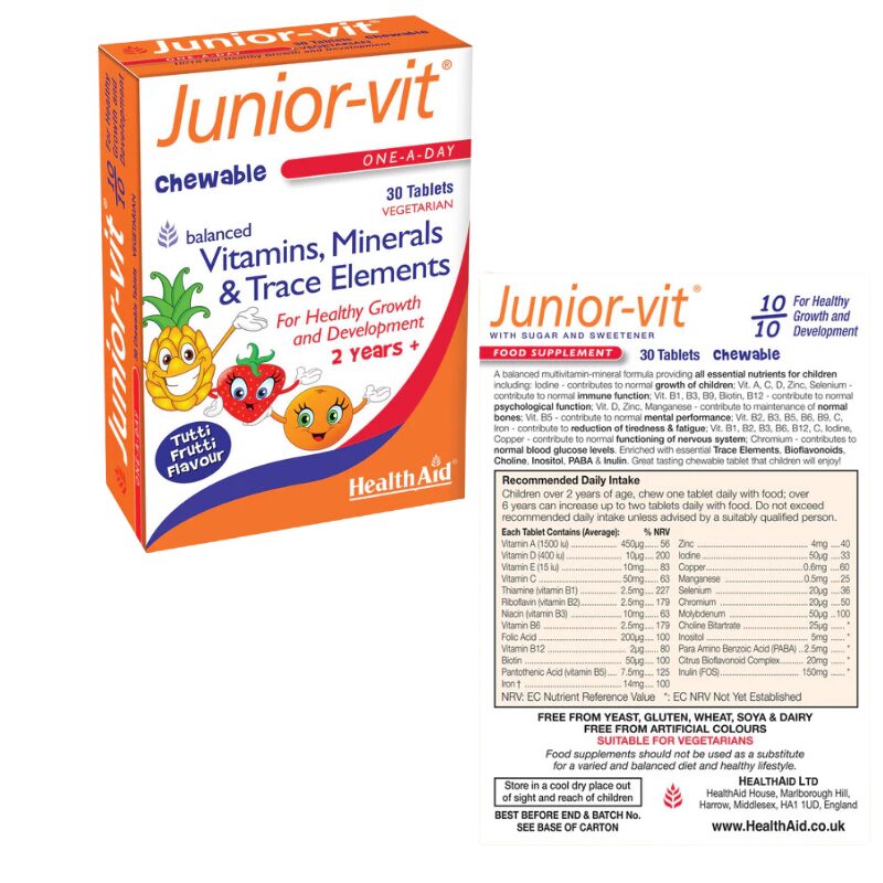 Health Aid Junior-Vit Chewable Vitamins & Minerals Health Aid Junior-Vit Chewable Vitamins & Minerals